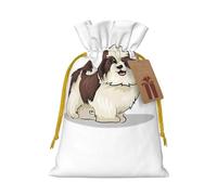 Shih Tzu Sacs de Noël avec cordons de serrage Motif chien Sacs à friandises de Noël Sacs de fête S