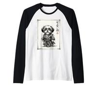 Shih Tzu Samurai Sumi-e Guerrier Japonais à l'encre Manche Raglan