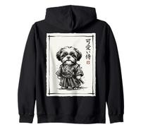 Shih Tzu Samurai Sumi-e Guerrier Japonais à l'encre Sweat à Capuche