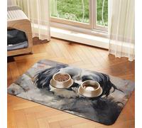 Shih Tzu Tapis de nourriture pour chien, 30,5 x 45,7 cm, antidérapant, super absorbant, passe au lave-vaisselle, pour la nourriture et l'eau, joli tapis d'alimentation en caoutchouc à séchage rapide