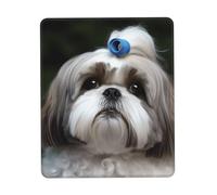 Shih Tzu Tapis de souris de jeu en forme de chien imperméable avec base en caoutchouc antidérapant et bords cousus pour ordinateur pour décoration de maison, bureau, accessoires de bureau, 8 x 24 cm