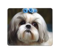 Shih Tzu Tapis de souris motif chien avec bords cousus, tapis de souris d'ordinateur texturé de qualité supérieure avec base en caoutchouc antidérapant, tapis de souris de jeu imperméable, pour