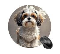 Shih Tzu Tapis de souris rond à glissement lisse Tapis de souris de jeu extra densité portable confortable pour bureau, maison, bureau, 20 x 20 cm