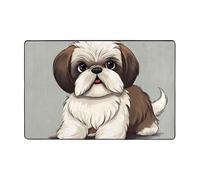 Shih Tzu Tapis moderne en peluche courte ultra doux lavable et antidérapant pour salon, chambre à coucher, bureau, dortoir, décoration d'intérieur, 91,4 x 61 cm