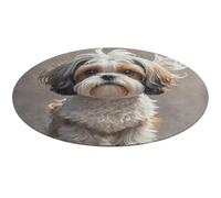 Shih Tzu Tapis rond doux et absorbant et antidérapant Motif chien rustique pour chambre à coucher, salon, décoration d'intérieur 80 x 80 cm