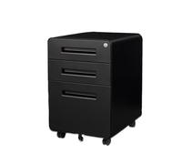 Shihan-2015 Armoire à dossiers Armoire de Rangement de Bureau Basse de Couleur Unie en Acier avec Serrure, Rangement de données à Coins arrondis Classeur à tiroirs(Noir)