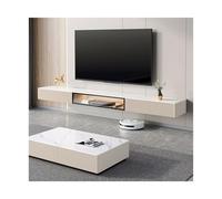 Shihan-2015 Banc TV Meuble TV Flottant Meuble TV Mural Table en Ardoise Centre de Divertissement Flottant Console de télévision Intelligente for Salon Chambre Espace Rangement(Blanc,Moyen)