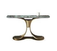 Shihan-2015 Entrée Table d'entrée avec Base en Acier Inoxydable, Table d'appoint for canapé avec Plateau en Faux marbre, Table Console Moderne for Salon, Couloir Présentation(Gold)