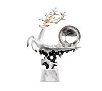 Shihan-2015 Statuette Ornements décoratifs de Luxe légers for Armoire à vin, Salon, Porche, Sculpture de cerf, Cadeau de Pendaison de crémaillère Figurine décorative(Grigio)