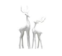 Shihan-2015 Statuette Sculpture de cerf exquise, Ornements de Luxe en résine sur Pied, aménagement paysager de Porche Figurine décorative(Blanc)
