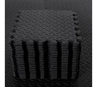 Shihanee Carreaux de sol en mousse pour bébé Tapis de jeu en mousse avec bordures emboîtables pour enfants, bébés, salle de jeux, salle de sport (noir, 19,5 m)
