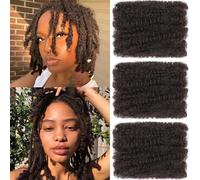 SHIHERESH 12 Inch Afro Kinky Curly Braiding Hair Bulk for Dreadlock Extensions 3 Bundles Marley Twist Hair Bulk for Micro Locs Spring Afro Twist Braids and Repair Locs (4#,30g /Pack)
