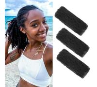 SHIHERESH 12 Inch Afro Kinky Curly Braiding Hair Bulk for Dreadlock Extensions 3 Bundles Marley Twist Hair Bulk for Micro Locs Spring Afro Twist Braids and Repair Locs (1B,30g /Pack)