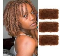 SHIHERESH 8 Inch Afro Kinky Curly Braiding Hair Bulk for Dreadlock Extensions 3 Bundles Marley Twist Hair Bulk for Micro Locs Spring Afro Twist Braids and Repair Locs (30#,30g /Pack)