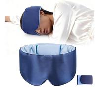 SHIHERESH Masque de Sommeil Masque de Nuit Confortable Bloquant la Lumière Cela Doux pour la peau Masque Yeux Voyage Accessoires Deux Faces Deux Sensation (Bleu Foncé Version Améliorée)