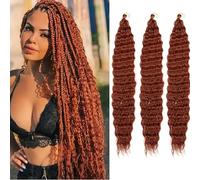 SHIHERESH Ocean Wave Crochet Hair Extensions Deep Wave Braiding Crochet Hair Curly Crochet Hair Extensions Crochet Braids Hair Extensions Curly Synthetic Braiding Crochet Hair for Women