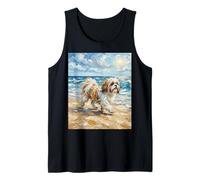 Shihtzu at The Beach Sunny Summer Dog Illustration Débardeur