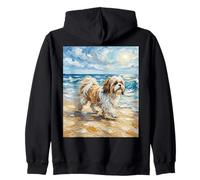 Shihtzu at The Beach Sunny Summer Dog Illustration Sweat à Capuche