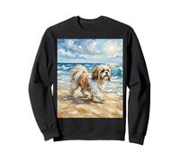 Shihtzu at The Beach Sunny Summer Dog Illustration Sweatshirt