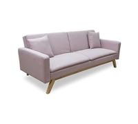 SHIITO Kennedy Canapé Convertible 3 Places avec système clic-clac, Design Moderne et Confortable, Tissu Rose, 210 x 76 x 83 cm