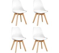 SHIITO Lot de 4 chaises de Salle à Manger de Style scandinave modèle Odin au Design Minimaliste et sophistiqué, avec Pieds en Bois de hêtre, 43 x 41,5 x 83 cm, Blanc