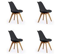 SHIITO Modèle Otto - 4 chaises de Salle à Manger de Style Nordique | 47 x 42 x 84 cm - Couleur Noire | Design Simple et élégant | avec Pieds en hêtre
