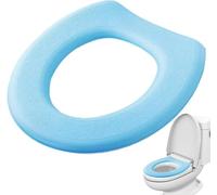 SHIJHUI Housse de siège de toilette souple en EVA imperméable et extensible pour salle de bain, coussin universel auto-adhésif réutilisable (bleu)