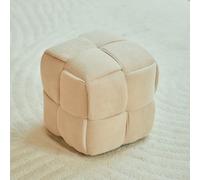 SHIJHUI Tabouret carré de luxe, 27,9 x 27,9 x 27,9 cm, tabouret ottoman, tabouret de coiffeuse ottoman, pouf de salon, repose-pieds, chaise supplémentaire, durable et confortable (beige)