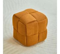 SHIJHUI Tabouret carré de luxe, 27,9 x 27,9 x 27,9 cm, tabouret ottoman, tabouret de coiffeuse ottoman, pouf de salon, repose-pieds, chaise supplémentaire, durable et confortable (jaune)