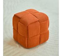 SHIJHUI Tabouret carré de luxe, 27,9 x 27,9 x 27,9 cm, tabouret ottoman, tabouret de coiffeuse ottoman, pouf de salon, repose-pieds, chaise supplémentaire, durable et confortable (orange)