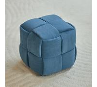 SHIJHUI Tabouret carré de luxe, 27,9 x 27,9 x 27,9 cm, tabouret ottoman, tabouret de coiffeuse ottoman, pouf de salon, repose-pieds, chaise supplémentaire, durable et confortable (bleu)