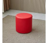 SHIJHUI Tabouret de couloir à changement de chaussures, pouf rond pour invité, siège supplémentaire, repose-pieds, rembourrage en éponge douce, imperméable en cuir synthétique (rouge, 35 cm de haut x