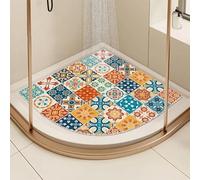 SHIJHUI Tapis de douche d'angle antidérapant anti-moisissure en PVC Orange 60 x 60 cm