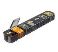 SHIJOINYU Pilulier hebdomadaire extra large pour 7 jours, distributeur de médicaments pour médicaments/suppléments/huile de poisson (noir)