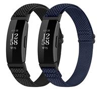 Shijzwd - Bracelet de montre élastique réglable compatible avec Fitbit Inspire 2/Fitbit Inspire/Inspire HR, rechange extensible en nylon doux et respirant pour homme femme (noir indigo