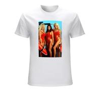 SHIKAIQI Baywatch Lifeguard Beach Babes Men's T Shirt Pamela Anderson Carmen Electra White M