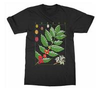 SHIKAIQI Men's Coffee Botanical Garden Plant Print Art Botany Bloom Fruit Flower Grow T-Shirts Black XXL