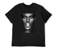 SHIKAIQI Men's Sanya Gaoxin Grace Jones T-Shirt - New York City Legend - Disco Conan Boomerang Island Life Black 3XL