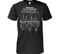 SHIKAIQI Men's Thank You for The Memories Shadowhunters All Cast Signed 3 Seasons 55 Episodes Vintage Gift Men Women Girls Unisex T-Shirts Black L