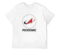 SHIKAIQI Roscosmos Russian Federal Space Agency Retro Cool Unisex Women Retro T Shirt White XL