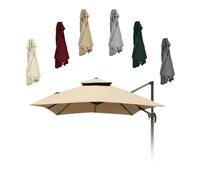 Shiketong Auvent de Remplacement for Parasol carré en Porte-à-Faux, Couverture supérieure for Parasol de Patio, Cadre Non Inclus 1 pièce(Khaki,8x8ft)
