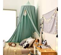 SHIKUN Auvent rond en dôme moustiquaire douce et confortable avec attrape-rêves Rideau de lit de tente pour enfants de style minimaliste nordique pour garçons, filles, lit d'enfants, vert