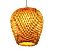 SHIKUN Bambou Tissé Lanterne Abat-Jour Plafonnier Style Vietnamien Pendentif Lumière Lustre Décoratif Plafonnier pour Restaurant, Couloir, Salon, Bar, Café, 25 x 26 CM