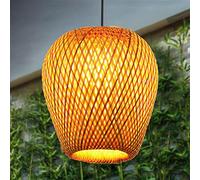 SHIKUN Bambou Tissé Lanterne Abat-Jour Plafonnier Style Vietnamien Pendentif Lumière Lustre Décoratif Plafonnier pour Restaurant, Couloir, Salon, Bar, Café, 25 x 26 CM