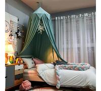 SHIKUN coton rond dôme lit à baldaquin moustiquaire tente de lit avec drapeau gland style nordique tente enfants chambre décoration pour garçons, filles, enfants lit
