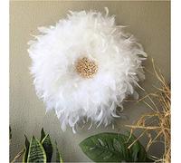 SHIKUN Fait à la Main Moelleux Plume Fleur Plume décor tenture Murale Art Mural décoration Murale avec conque Blanche pour Salon, Chambre, Chambre d'enfant bébé, Cadeau