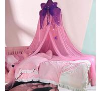 SHIKUN Rose auvent Rond dôme rêveur moustiquaire pour Enfants avec Grand Papillon décoration Rideau de lit de Tente pour Enfants pour Filles, lit d'enfants, lit de Filles, Chambre de Filles