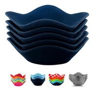 SHILA Bowl Snuggies, Dark Blue Set of 5 Microwave-Safe Hot Bowl Holders to Keep Your Hands Cool and Your Food Warm, Polyester & Sponge Heat Resistant Dish Pads for Soup, Rice and Pasta Bowls