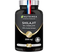 SHILAJIT - 2500 mg - Extrait 5:1 Titré à 50% en Acide Fulvique - Résine de Shilajit Purifiée - Hautement Dosé - Énergie, Cognition, Performance - 90 Gélules Vegan - Nutrimea - Fabriqué en France