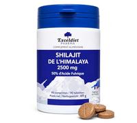 SHILAJIT 2500 mg - Extrait de Shilajit de l'Himalaya - Riche en Acide Fulvique - Énergie, Vitalité et Endurance - Complément Alimentaire Naturel - 90 Comprimés
